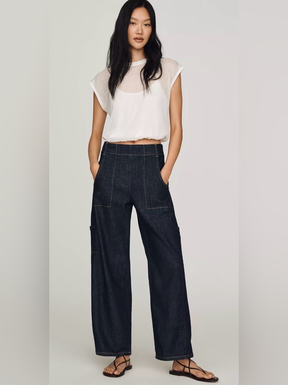 NWT Anthropologie Maeve Dark Wash Painters Mid-Rise Tapered Jeans XS